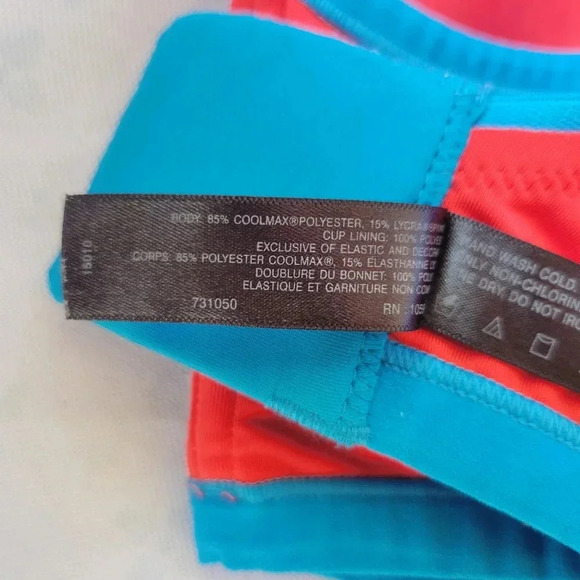 Natori Yogi High-Impact Underwire Sports Bra Molded Cups Adjustable 34D Red/Blue - Picture 9 of 10